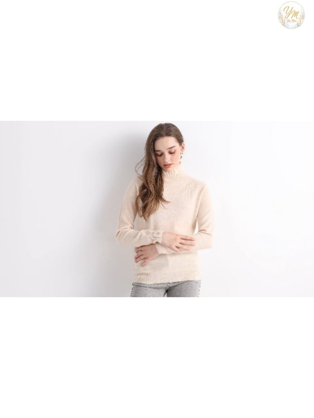 100% Pure Cashmere Turtleneck Long Sleeve Seamless Knit Pullover Sweater - Picture 6 of 6